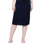 NY Collection Slim Belted Scuba Crepe Skirt - Petite - DressbarnSkirts