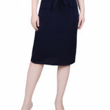 NY Collection Slim Belted Scuba Crepe Skirt - Petite - DressbarnSkirts