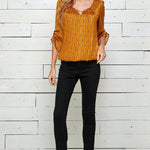 Orange 3/4 Sleeve Bubble Blouse - DressbarnShirts & Blouses