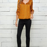 Orange 3/4 Sleeve Bubble Blouse - DressbarnShirts & Blouses