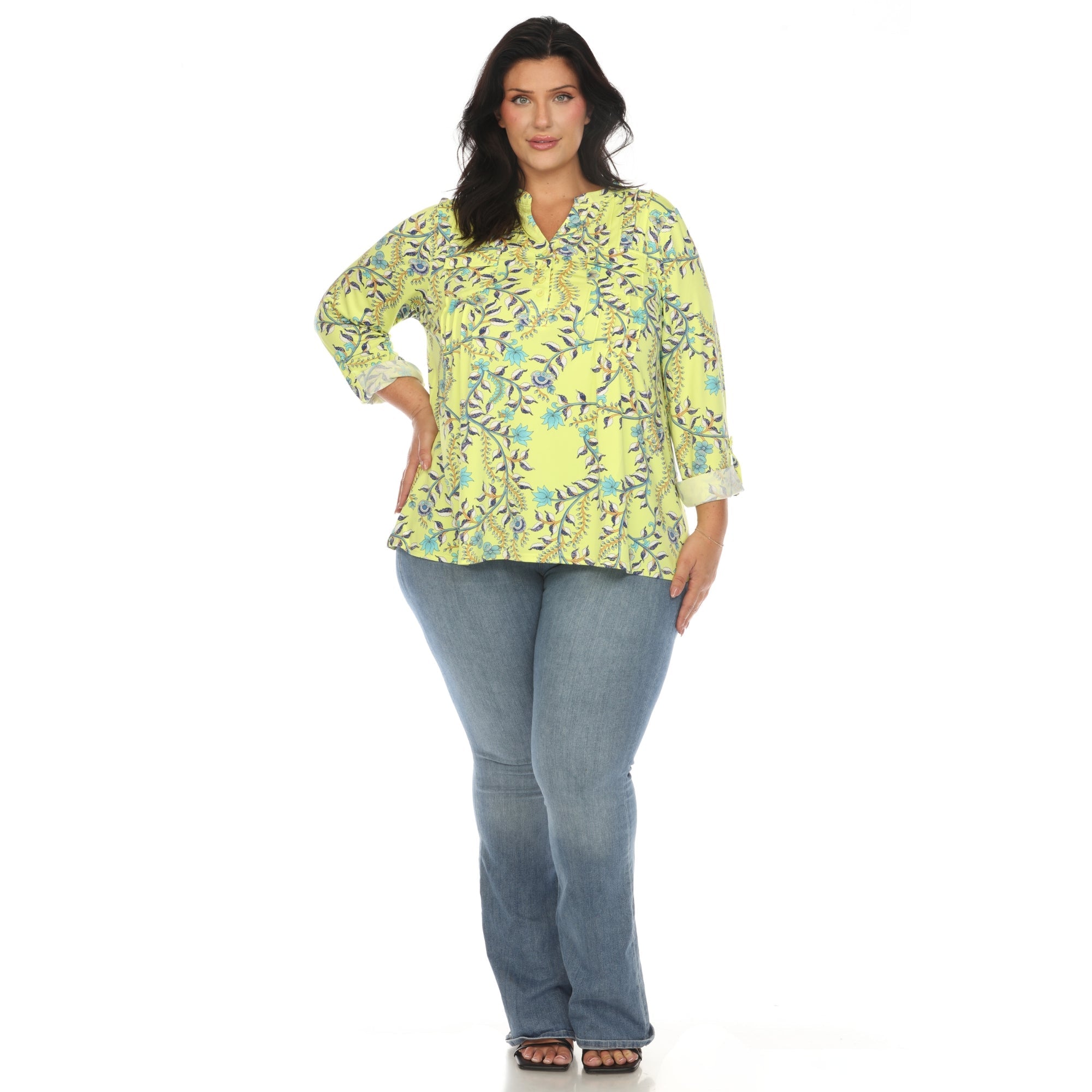 Paisley Button Front Tunic Top - Plus - DressbarnBlouses