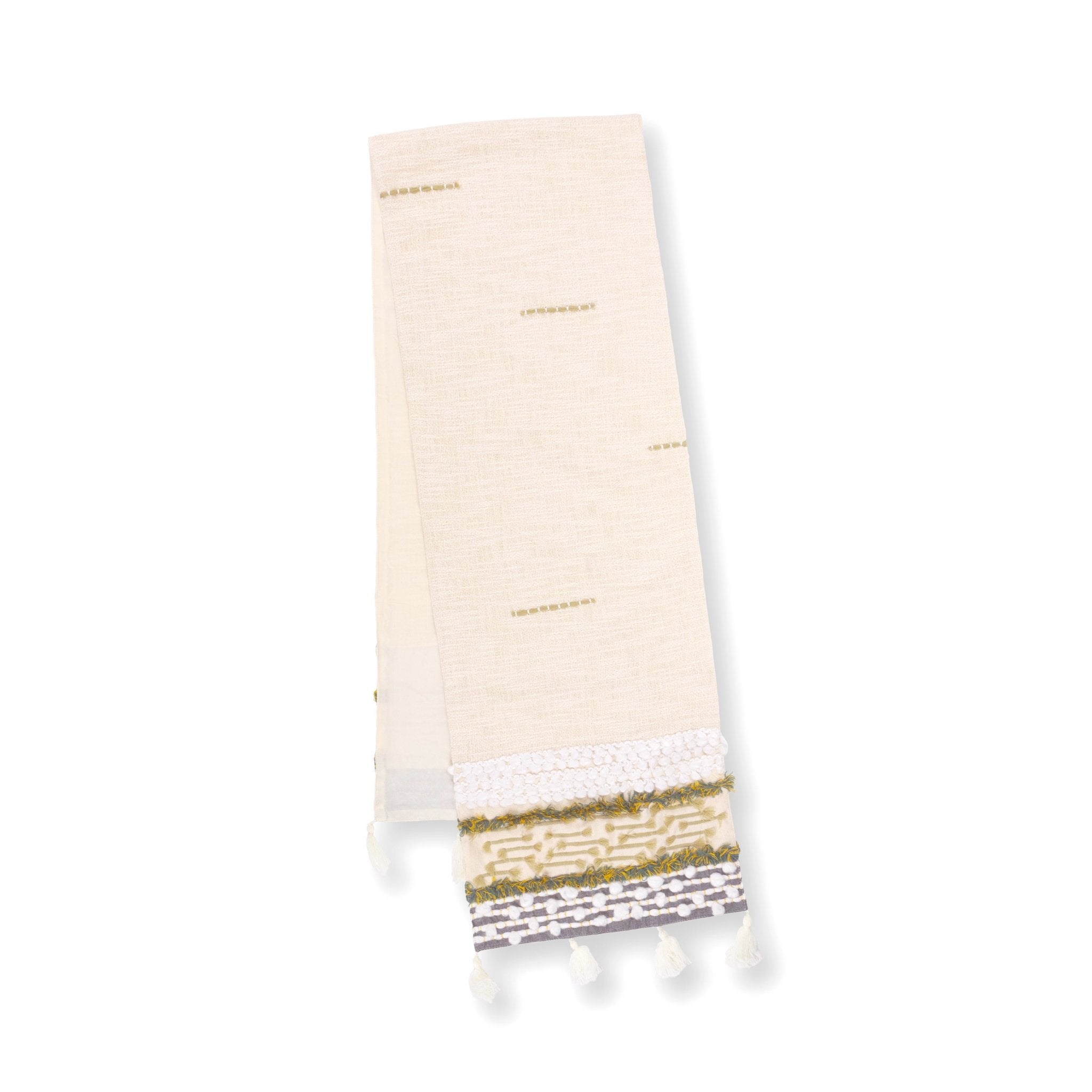 Pier-1-Boucle-Woven-with-Tassels-Table-Runner-Table-Linens