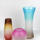 Pier 1 Handpainted Ombre Round Fuchsia Glass Vase