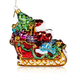 Pier 1 Santa and Mrs Claus on a Sleigh Ride Glass Christmas Ornament