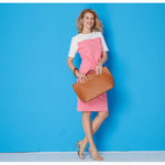 Pink Color Block Short Sleeves Dress - DressbarnClothing