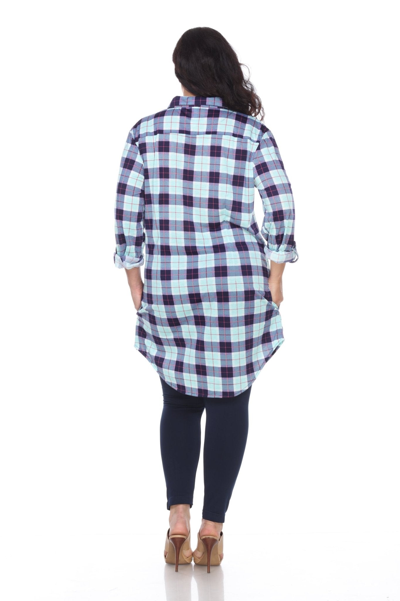 Piper Stretchy Plaid Tunic - Plus - DressbarnShirts & Blouses