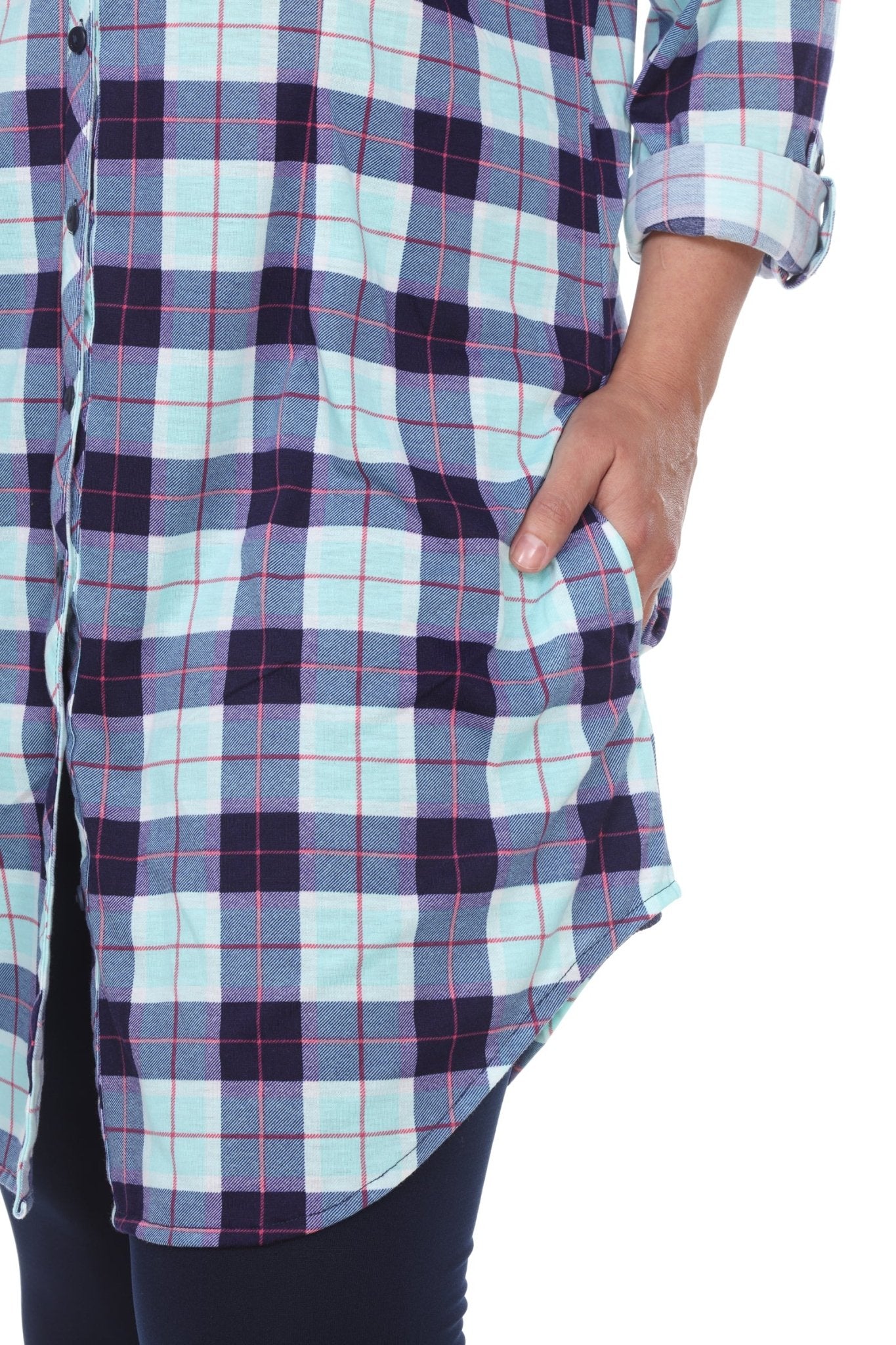 Piper Stretchy Plaid Tunic - Plus - DressbarnShirts & Blouses