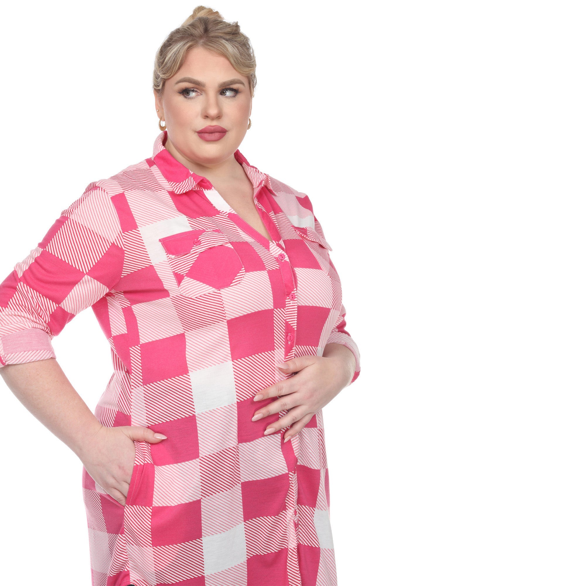 Plaid Tunic Shirt - Plus - DressbarnShirts & Blouses