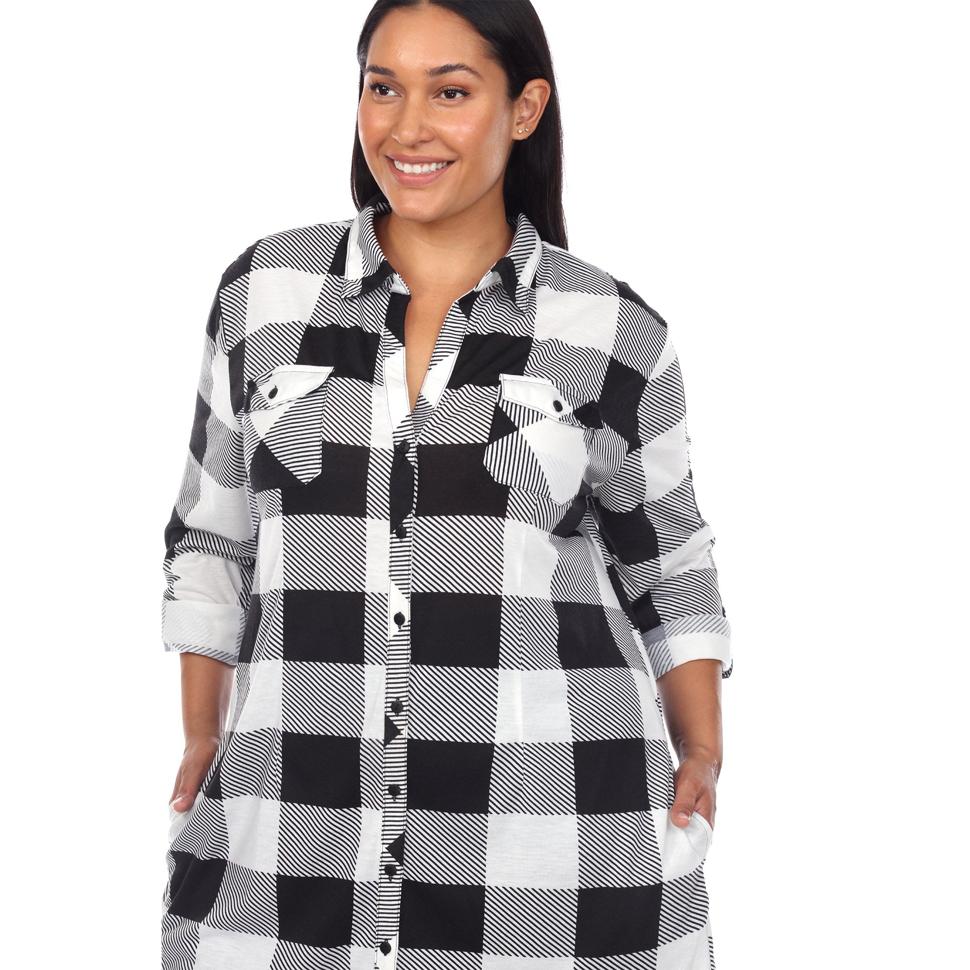 Plaid Tunic Shirt - Plus - DressbarnShirts & Blouses