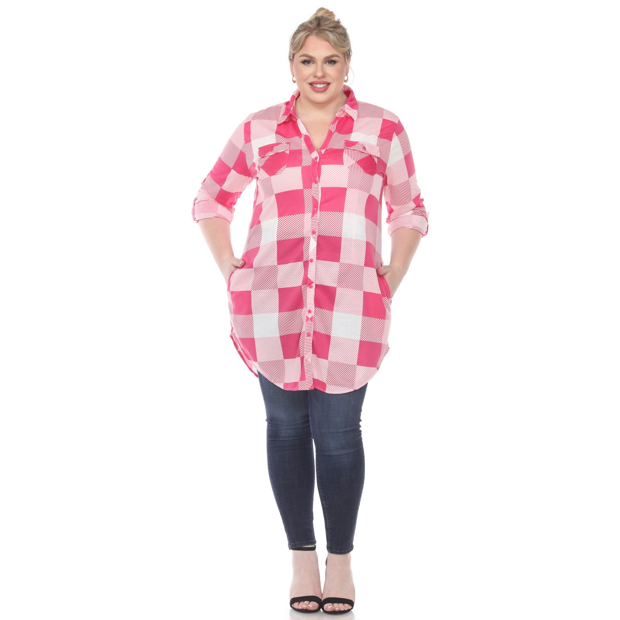 Plaid Tunic Shirt - Plus - DressbarnShirts & Blouses