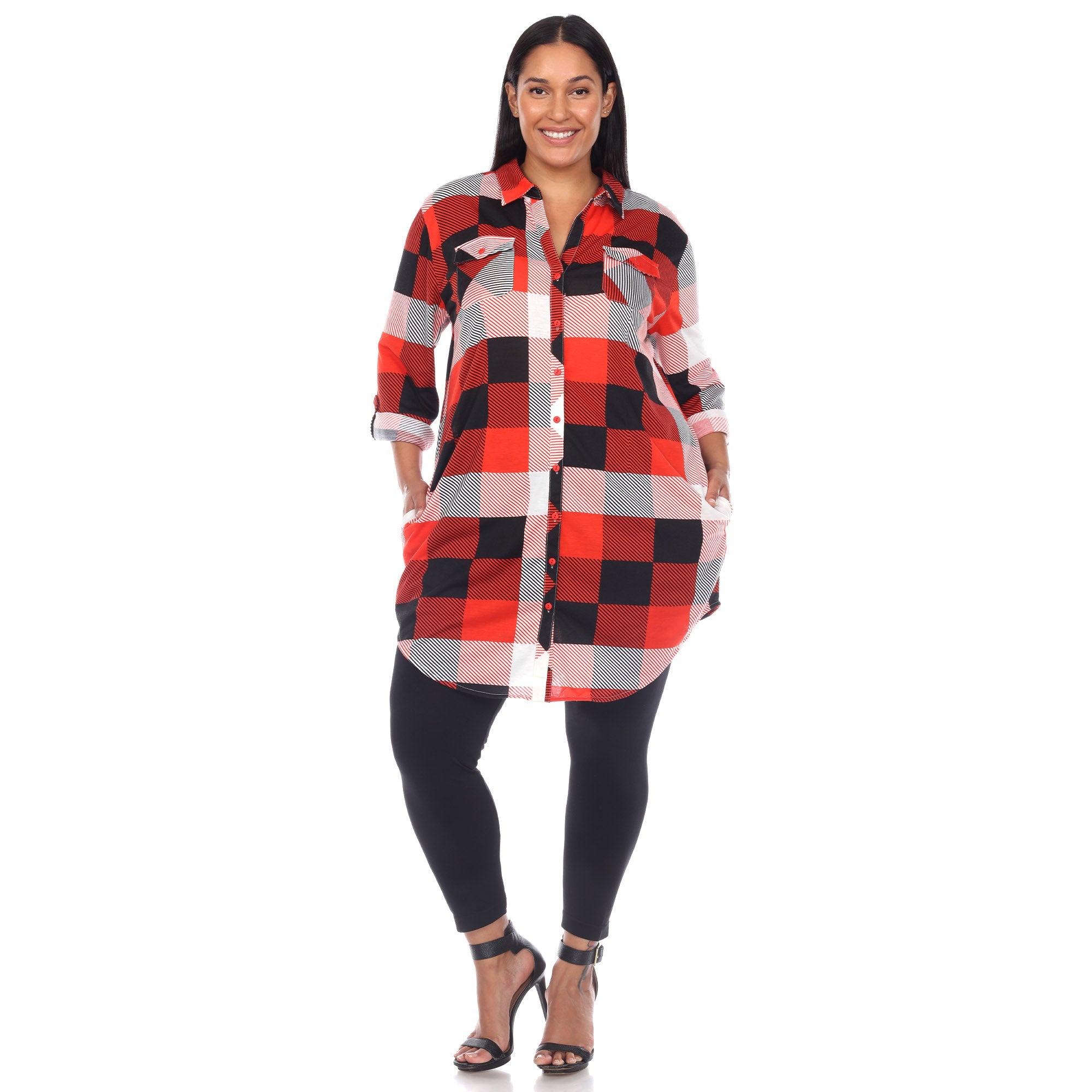 Plaid Tunic Shirt - Plus - DressbarnShirts & Blouses