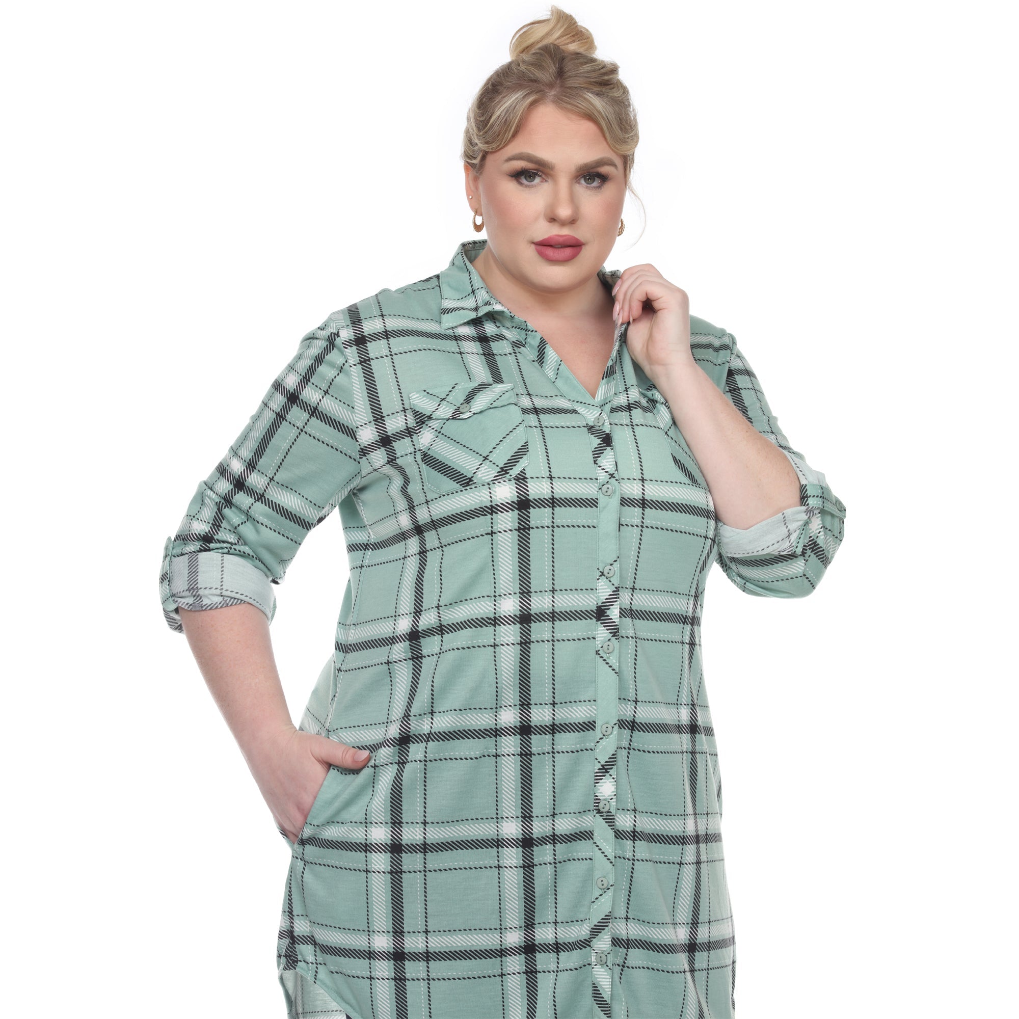 Plaid Tunic Top - Plus - DressbarnShirts & Blouses