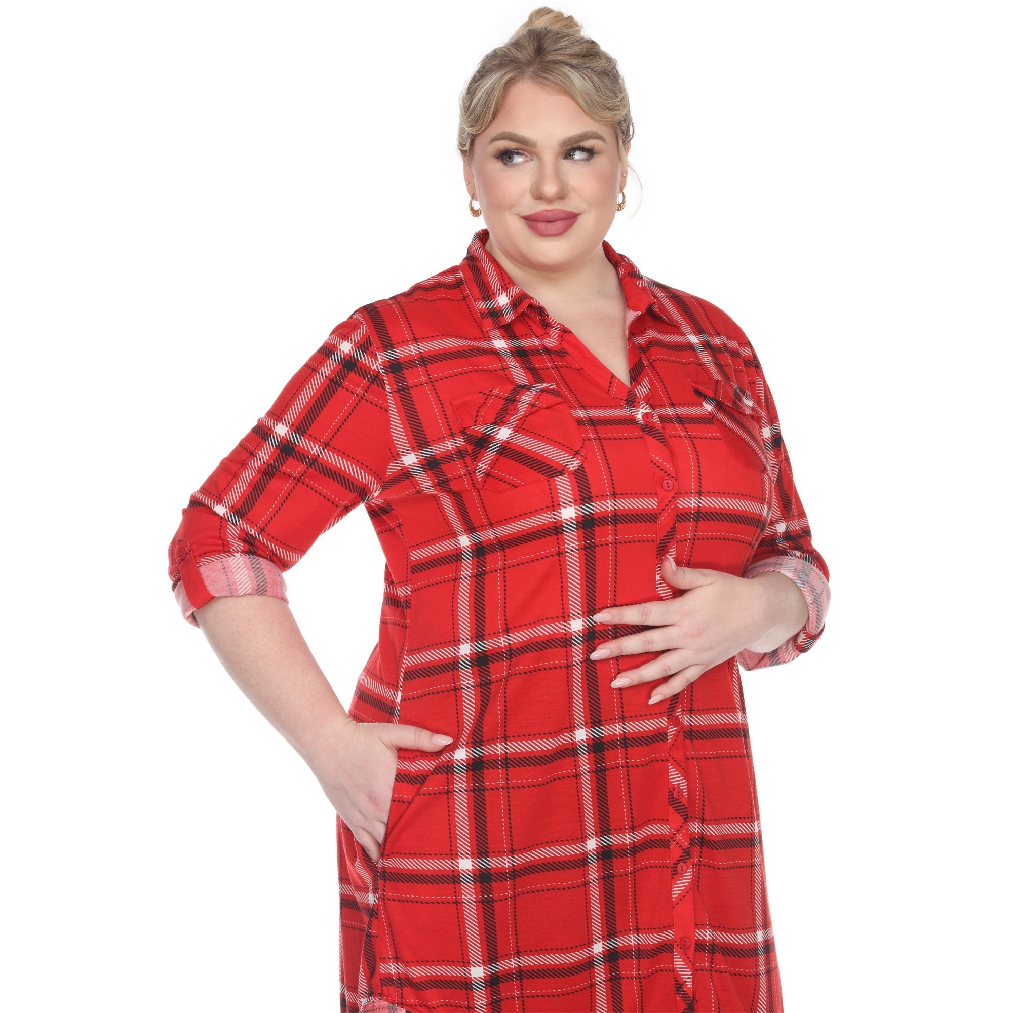 Plaid Tunic Top - Plus - DressbarnShirts & Blouses
