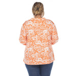 Pleated Long Sleeve Floral Print Blouse - Plus - DressbarnShirts & Blouses