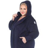 Plush Hooded Cardigan with Pockets - Plus - DressbarnSweatshirts & Hoodies