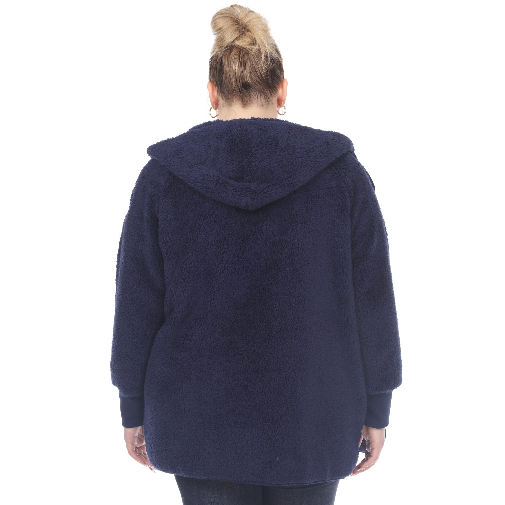 Plush Hooded Cardigan with Pockets - Plus - DressbarnSweatshirts & Hoodies