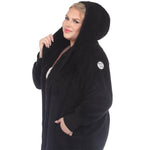 Plush Hooded Cardigan with Pockets - Plus - DressbarnSweatshirts & Hoodies