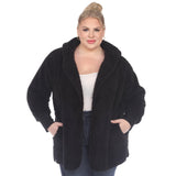 Plush Hooded Cardigan with Pockets - Plus - DressbarnSweatshirts & Hoodies