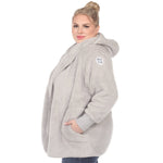 Plush Hooded Cardigan with Pockets - Plus - DressbarnSweatshirts & Hoodies