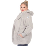 Plush Hooded Cardigan with Pockets - Plus - DressbarnSweatshirts & Hoodies