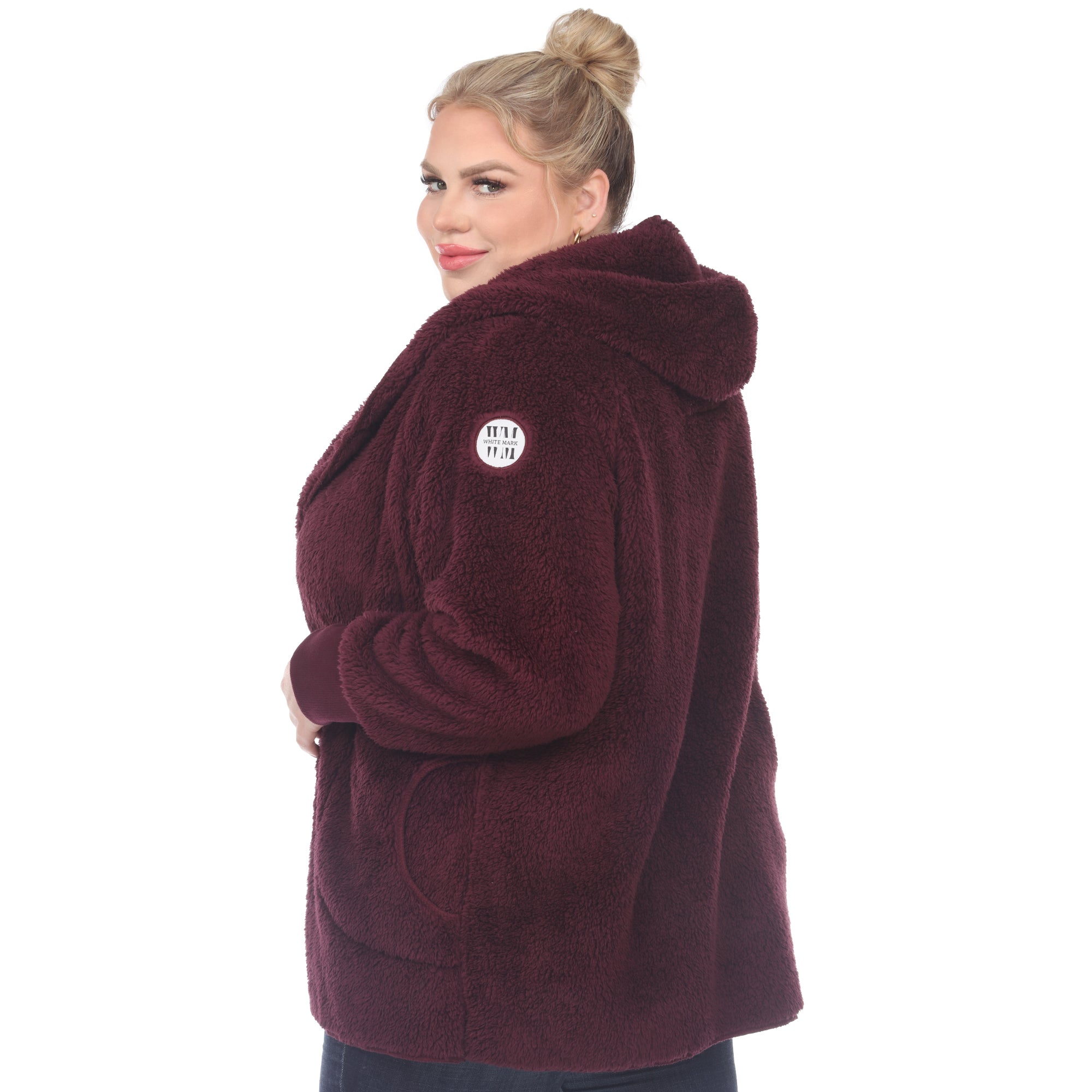 Plush Hooded Cardigan with Pockets - Plus - DressbarnSweatshirts & Hoodies