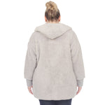 Plush Hooded Cardigan with Pockets - Plus - DressbarnSweatshirts & Hoodies