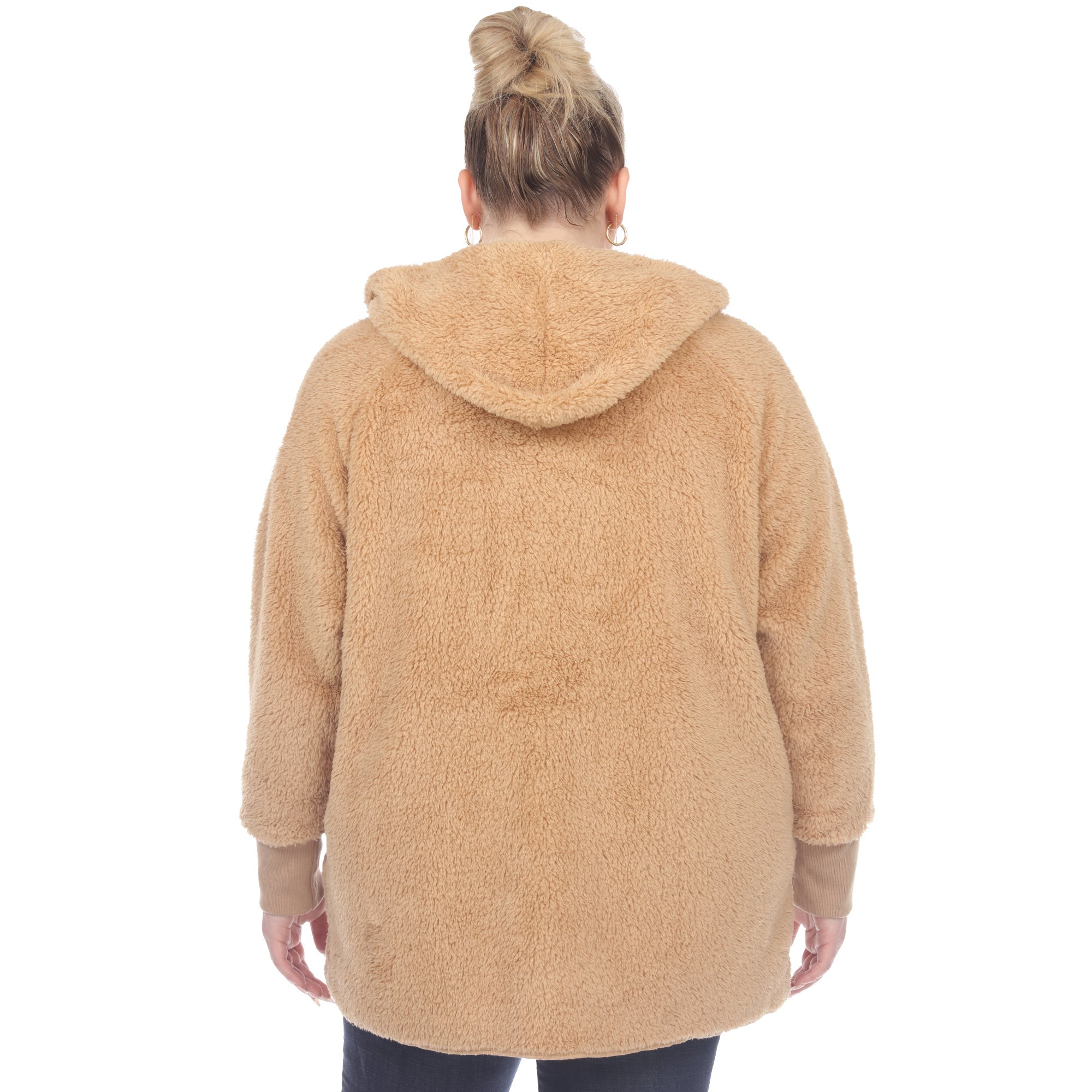 Plush Hooded Cardigan with Pockets - Plus - DressbarnSweatshirts & Hoodies