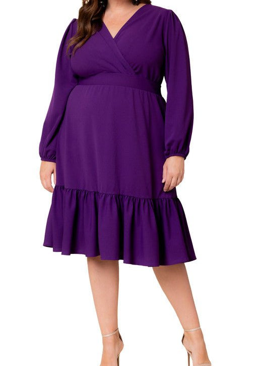 Portia Solid Long Sleeve Cocktail Dress - Plus - DressbarnDresses