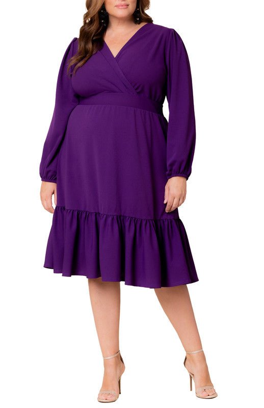 Portia Solid Long Sleeve Cocktail Dress - Plus - DressbarnDresses