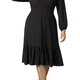 Portia Solid Long Sleeve Cocktail Dress - Plus - DressbarnDresses