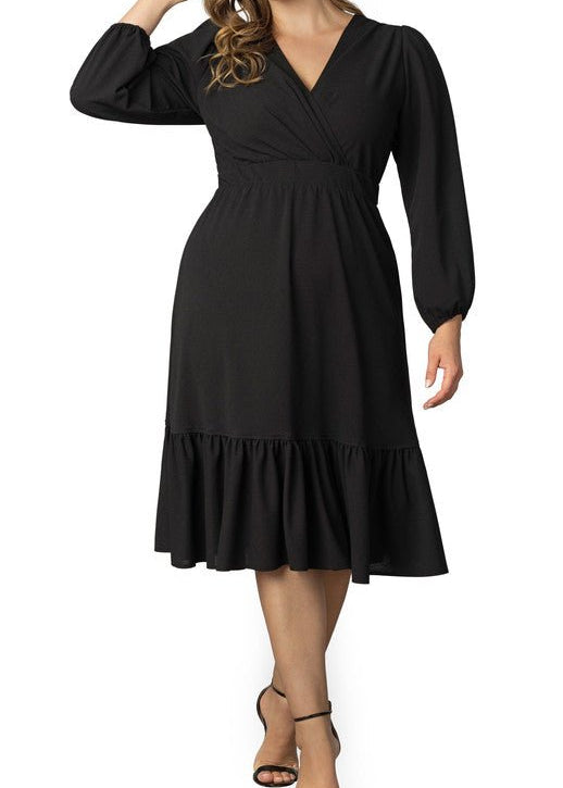 Portia Solid Long Sleeve Cocktail Dress - Plus - DressbarnDresses