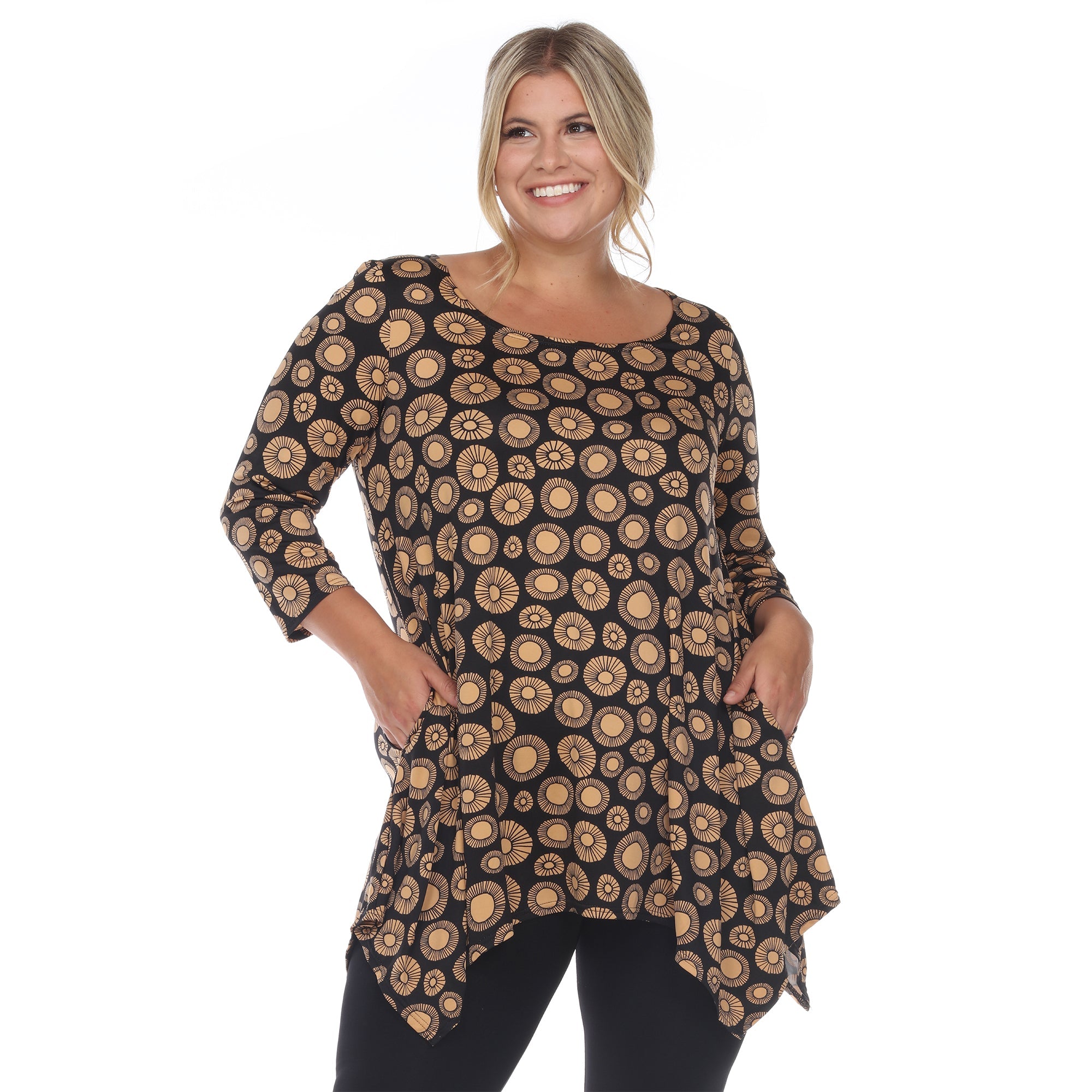 Printed Geometric Circle Tunic Top - Plus - DressbarnShirts & Blouses