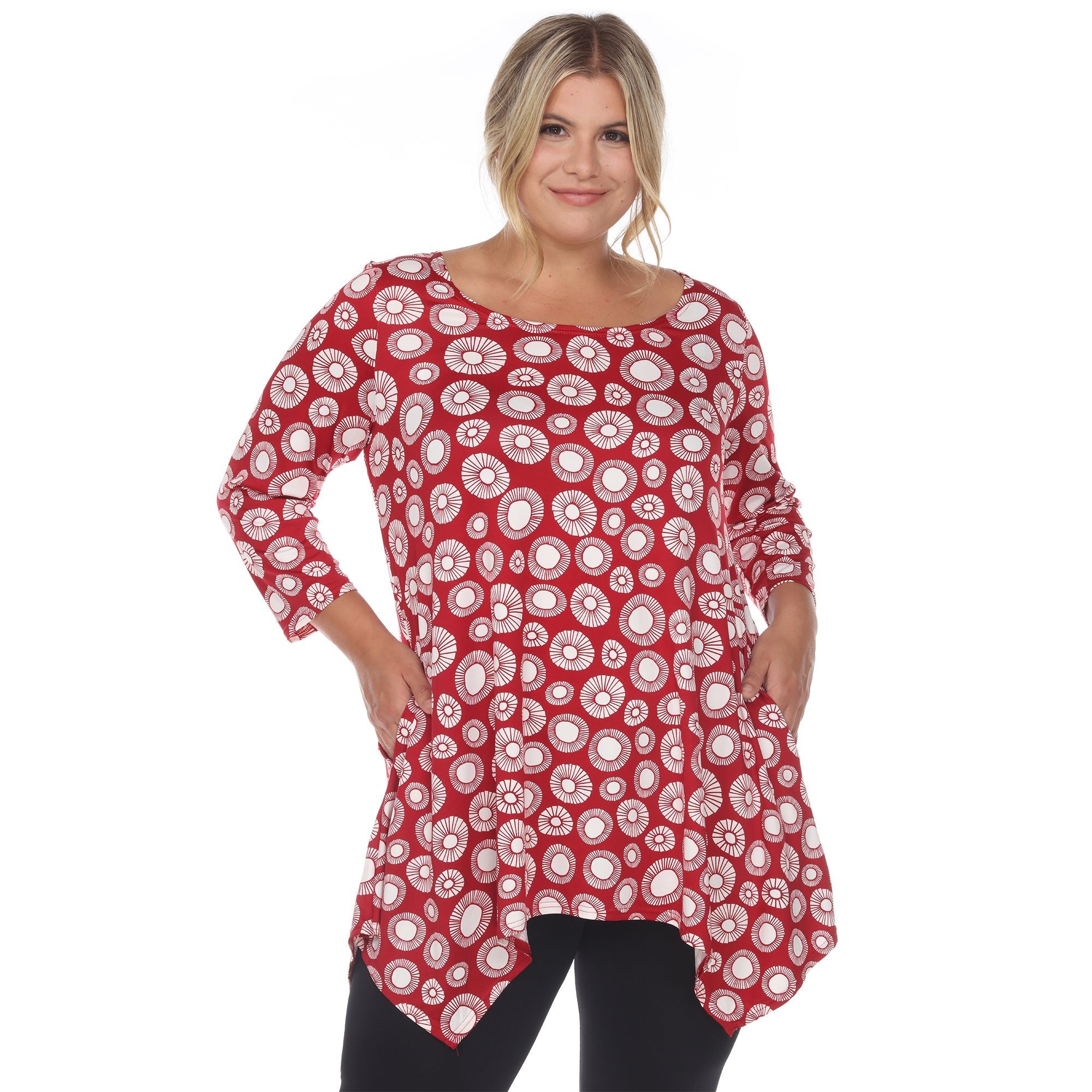 Printed Geometric Circle Tunic Top - Plus - DressbarnShirts & Blouses
