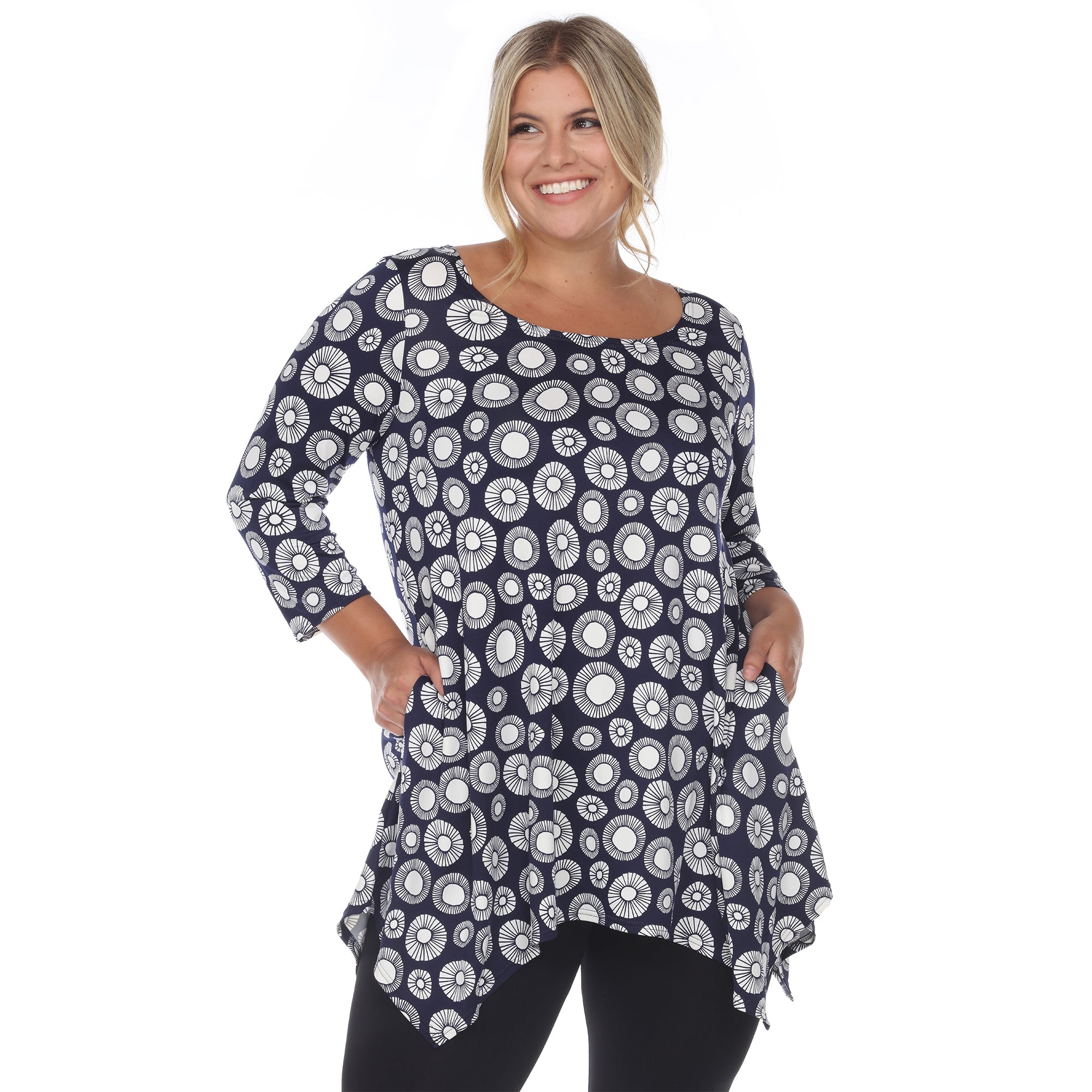 Printed Geometric Circle Tunic Top - Plus - DressbarnShirts & Blouses