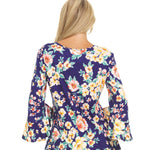 Printed V-neck Top With Flutter Sleeves And An Overlapping Hem - DressbarnShirts & Blouses