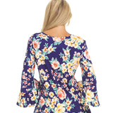 Printed V-neck Top With Flutter Sleeves And An Overlapping Hem - DressbarnShirts & Blouses