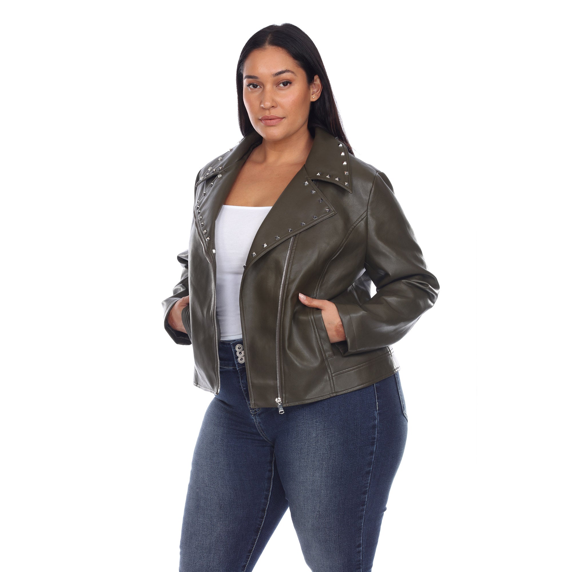 PU Faux Leather Jacket - Plus - DressbarnCoats & Jackets