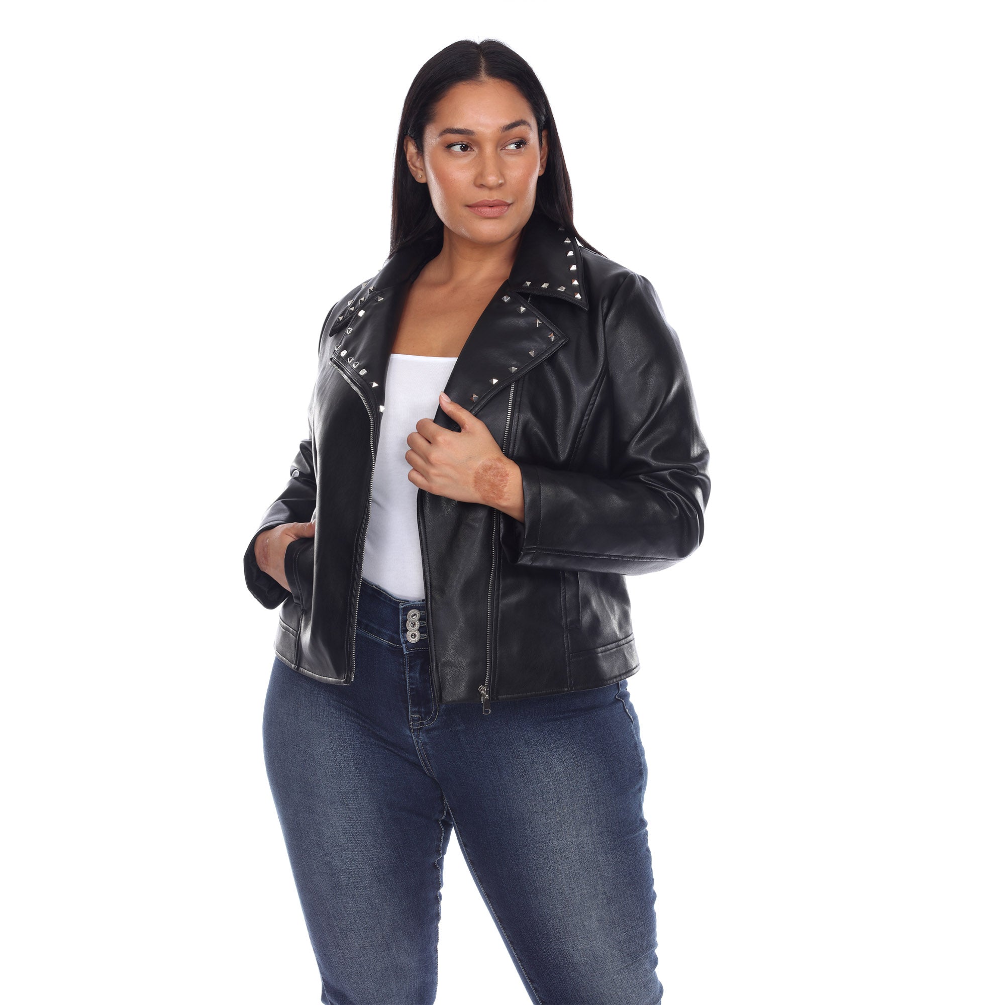 PU Faux Leather Jacket - Plus - DressbarnCoats & Jackets