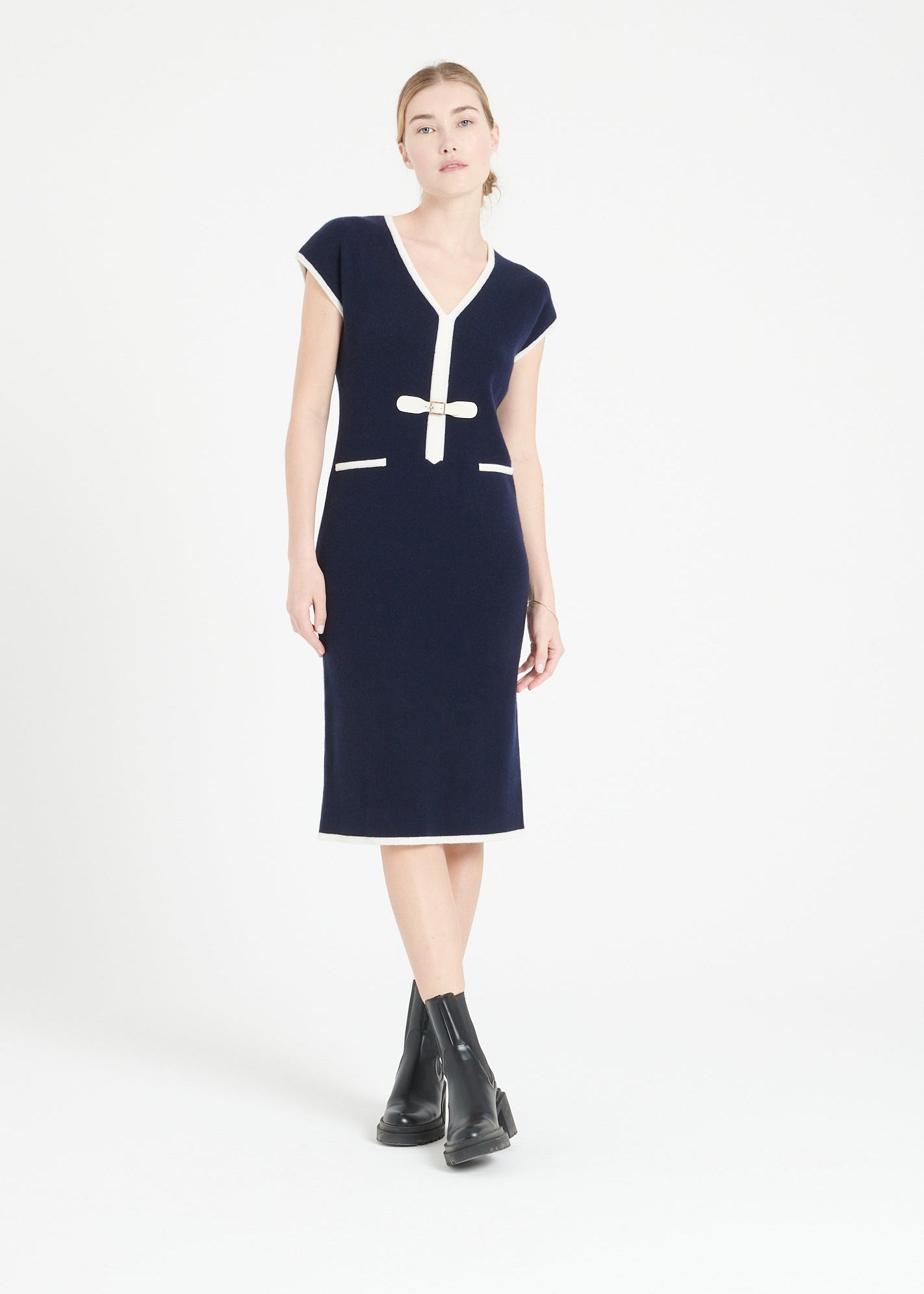 Pure Cashmere Milano Knit V-Neck Midi Dress (Mia 2) - DressbarnDresses