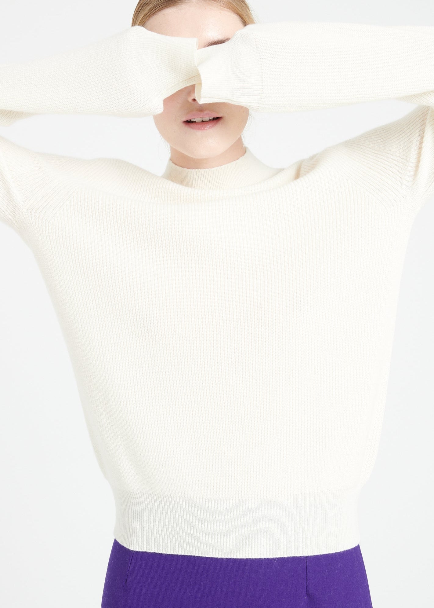 Pure Cashmere Rib Knit High Neck Sweater (Mia 1) - DressbarnSweaters & Hoodies