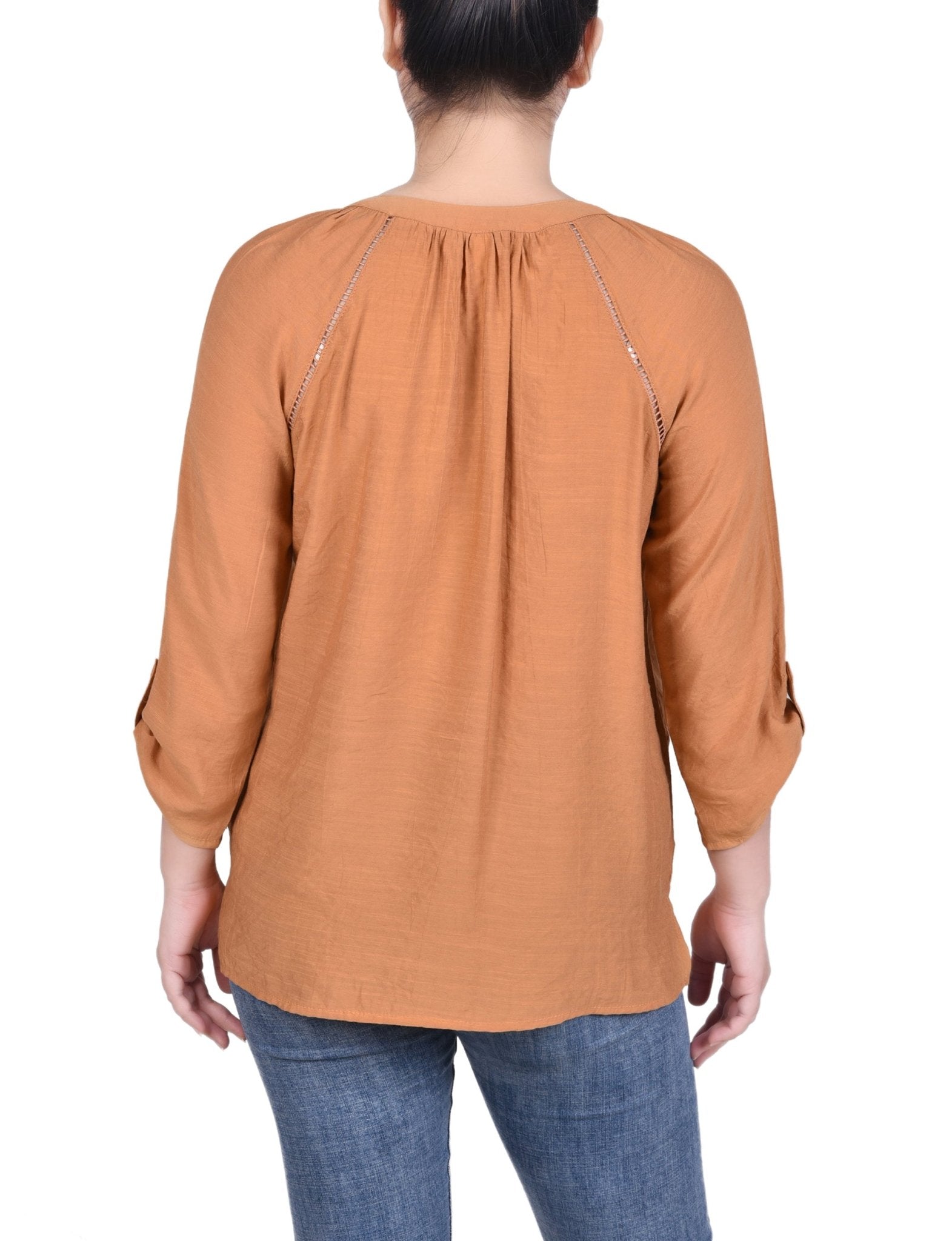 Raglan Sleeve Split Neck Blouse - Petite - DressbarnShirts & Blouses