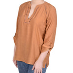 Raglan Sleeve Split Neck Blouse - Petite - DressbarnShirts & Blouses