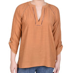 Raglan Sleeve Split Neck Blouse - Petite - DressbarnShirts & Blouses