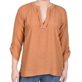 Raglan Sleeve Split Neck Blouse - Petite - DressbarnShirts & Blouses