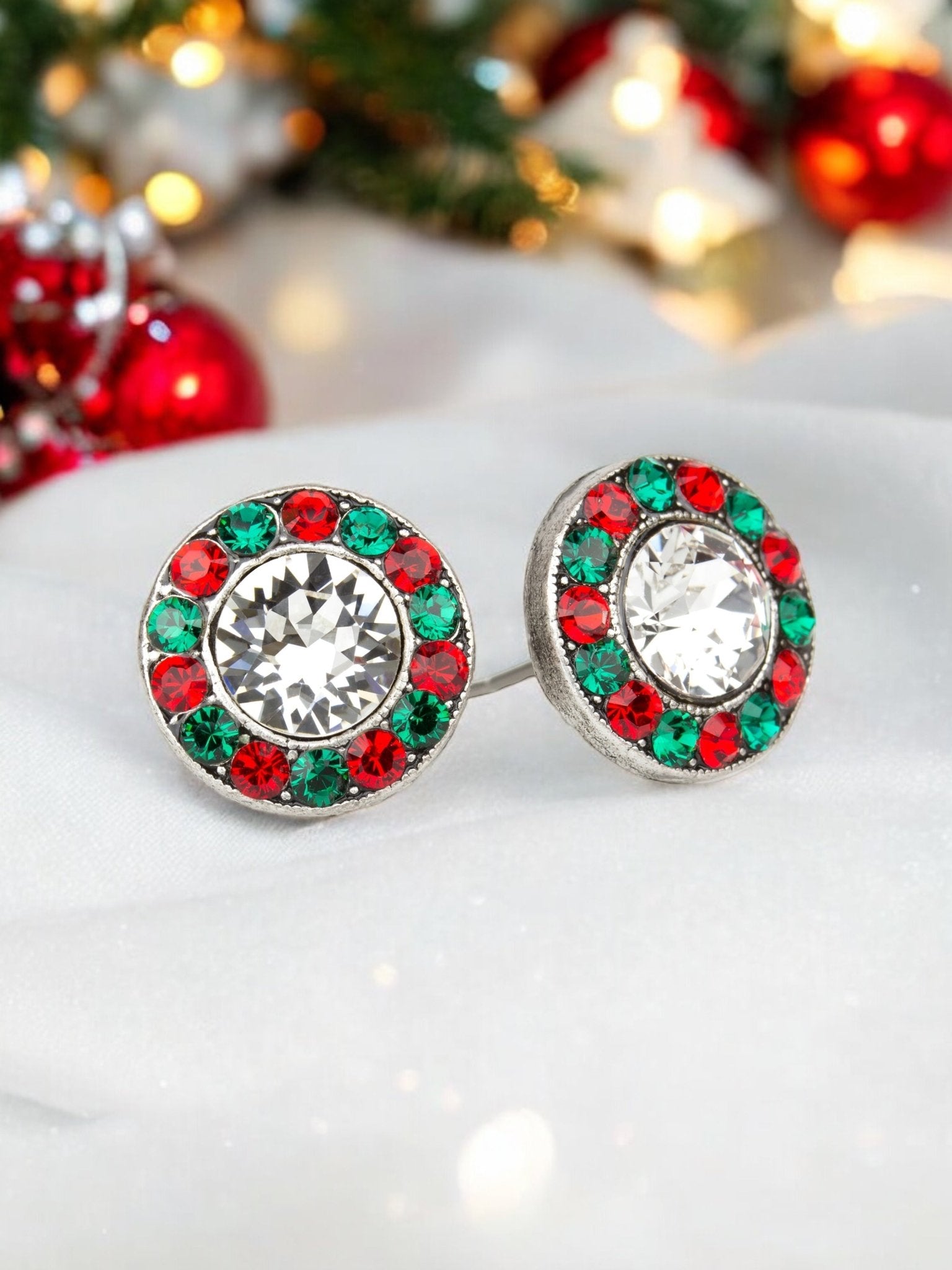 Red & Green Halo Stud Earrings - DressbarnEarrings