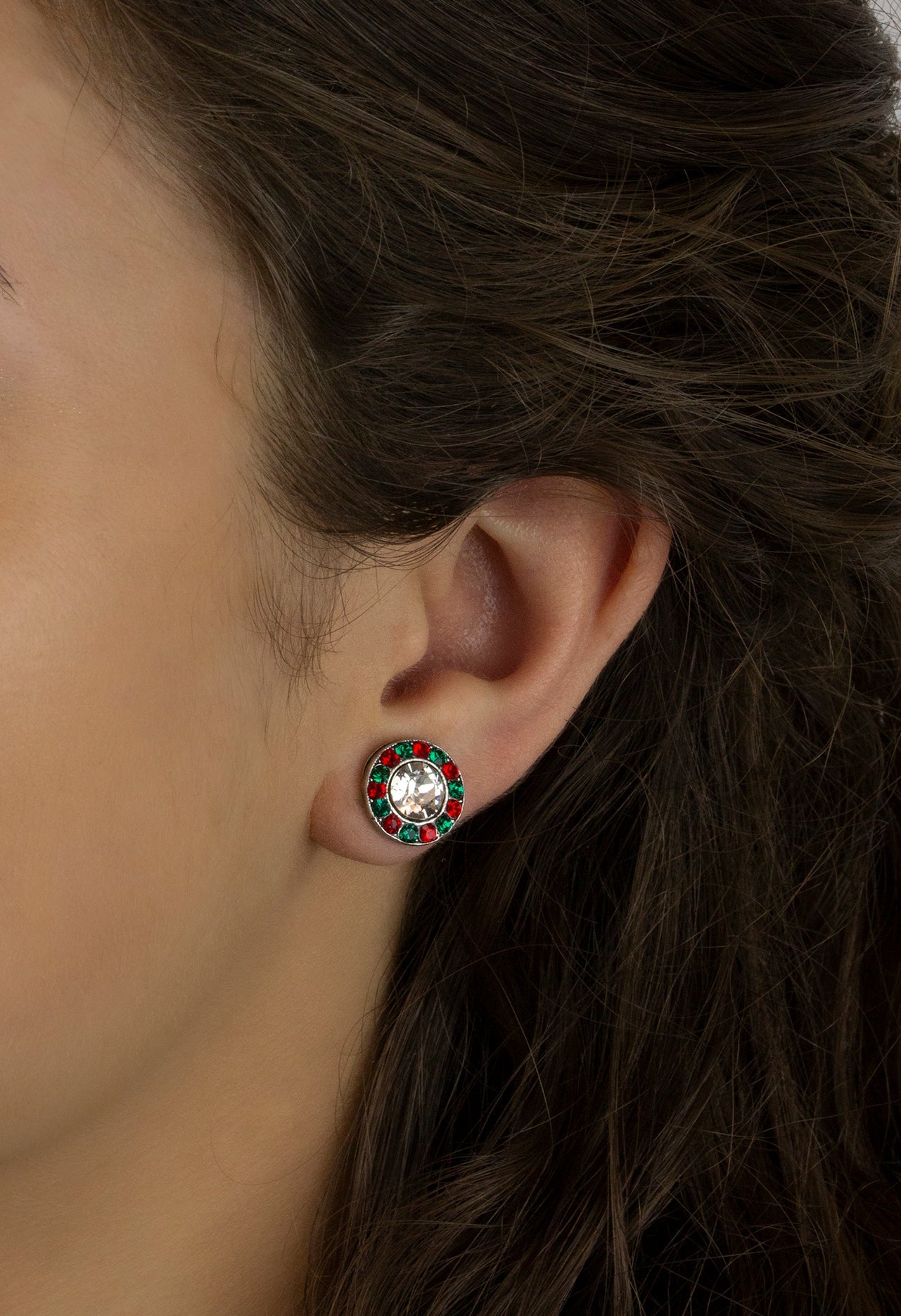 Red & Green Halo Stud Earrings - DressbarnEarrings