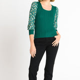 Rib Sweater with Printed Sleeve - DressbarnApparel