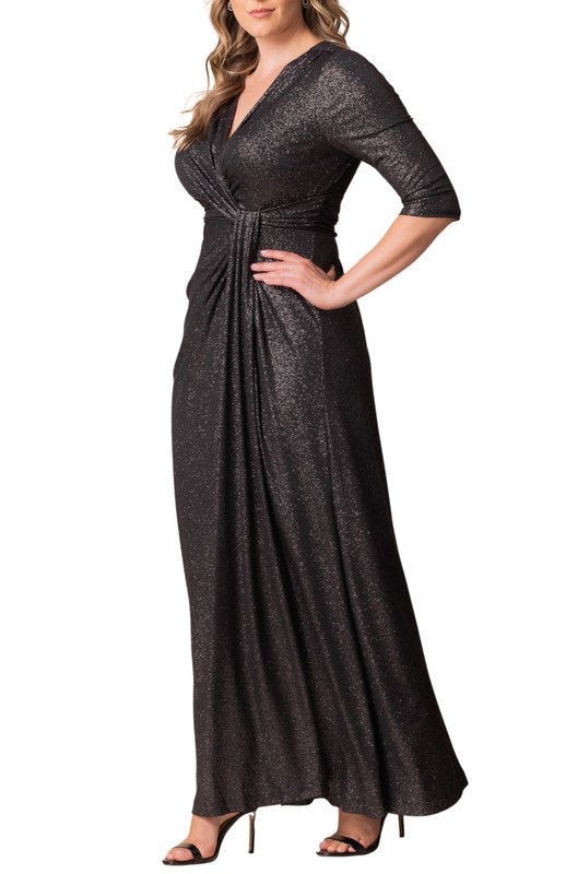 Kiyonna Women's Plus Size Romanced by Moonlight Long Gown - Silver Starlight Kiyonna Women's Plus Size Romanced by Moonlight Long Gown - Silver Starlight