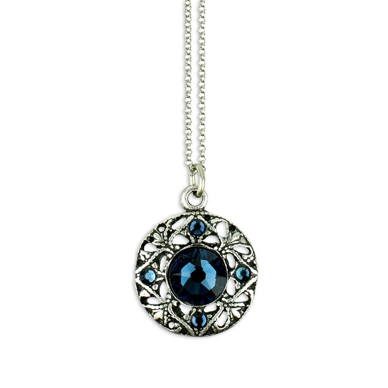 Round Filigree Silvertone Pendant Necklace - DressbarnNecklaces