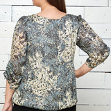 Roz & Ali 3 Qtr Sleeve Bubble Blouse-Plus - DressbarnShirts & Blouses